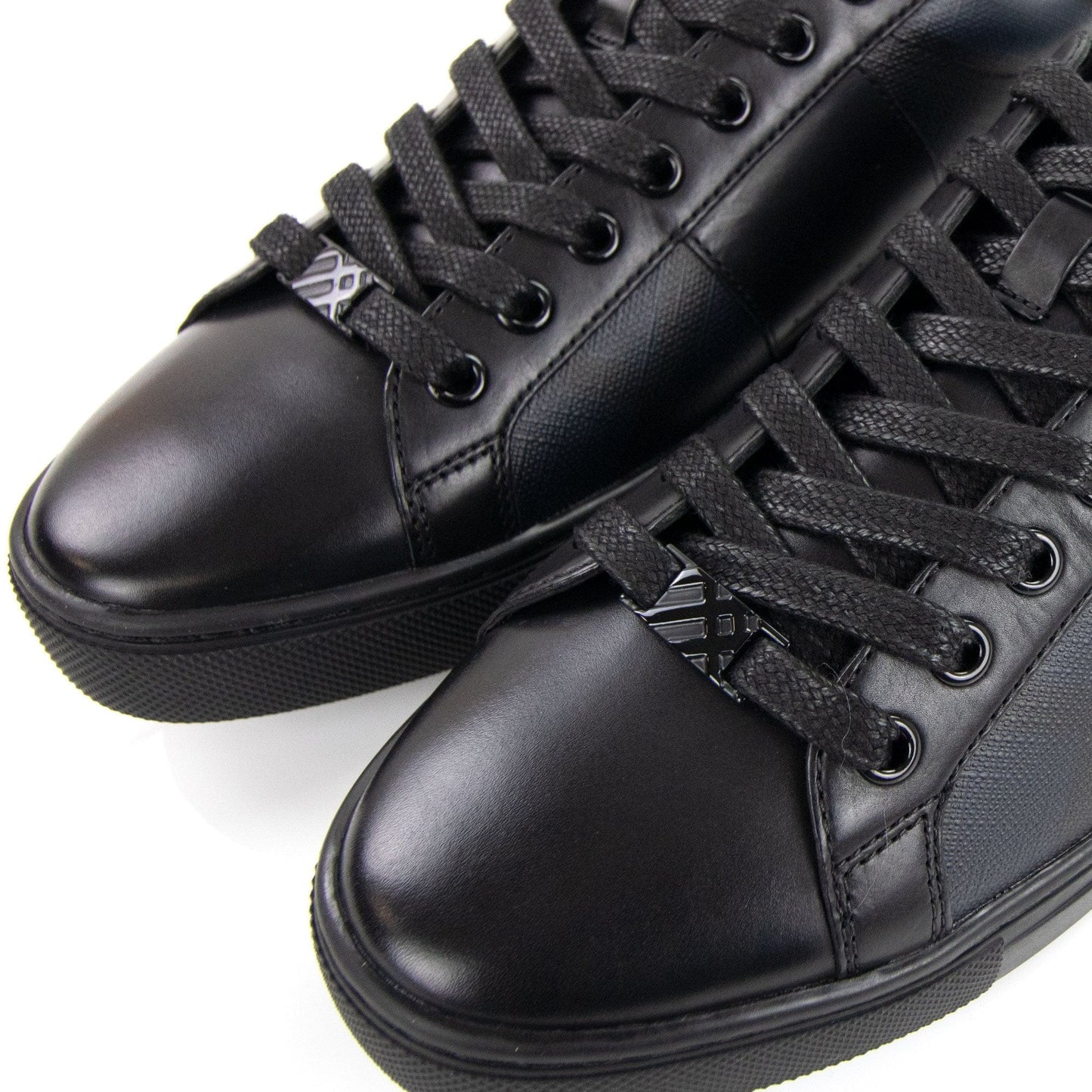 Burberry Ritson London Leather Check Trainers Navy
