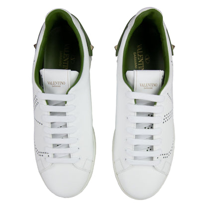Valentino Backnet Perforated Leather Trainers Bianco Fk6