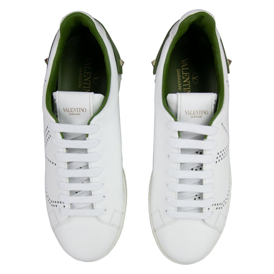 Valentino Backnet Perforated Leather Trainers Bianco Fk6