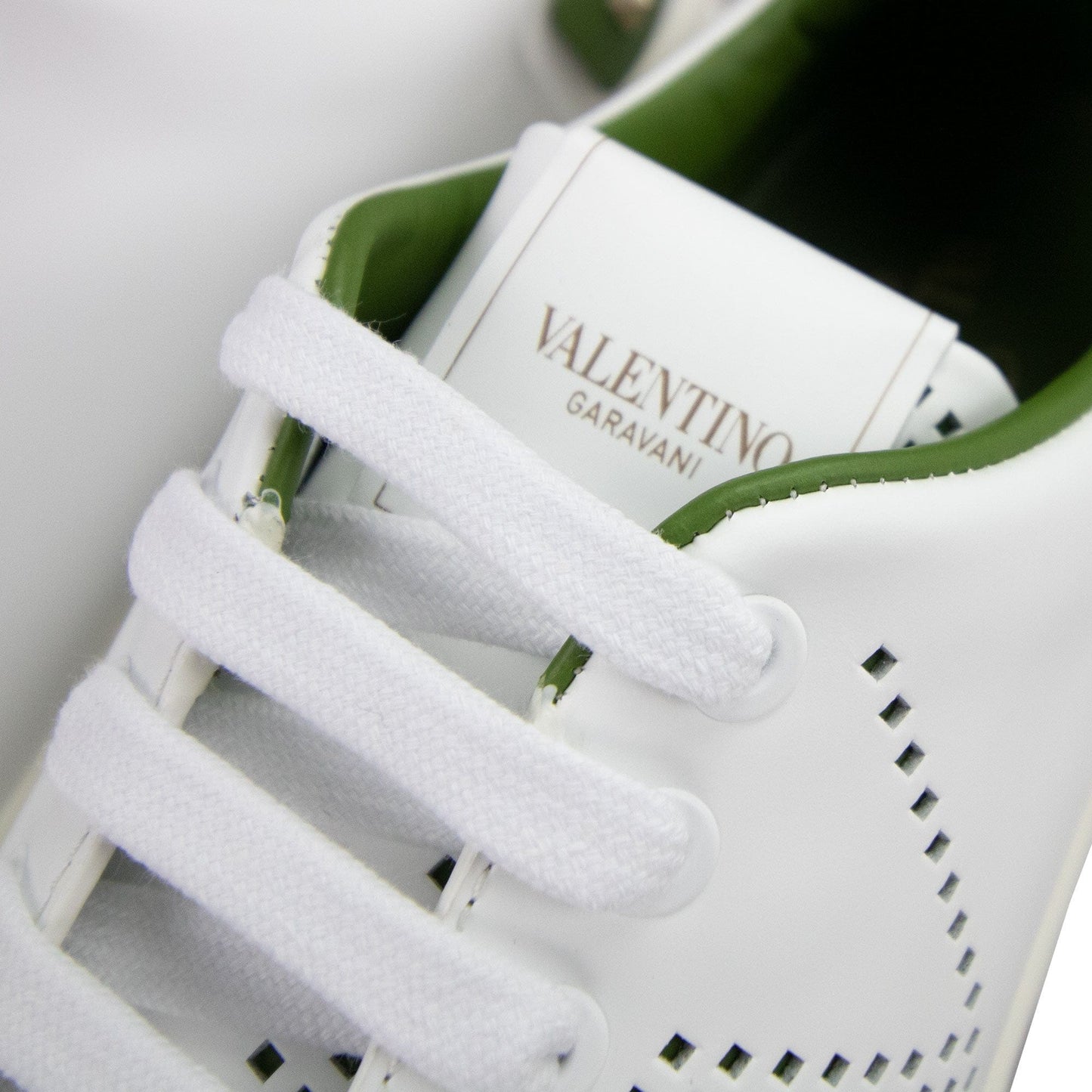 Valentino Backnet Perforated Leather Trainers Bianco Fk6
