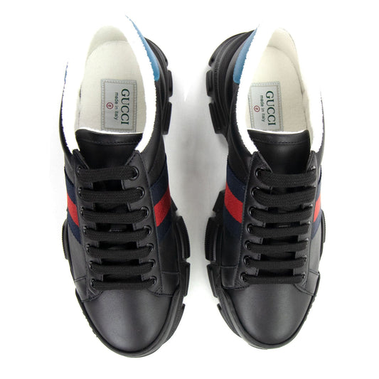 Gucci Web Stripe Low Top Sneakers Black Blue 1089