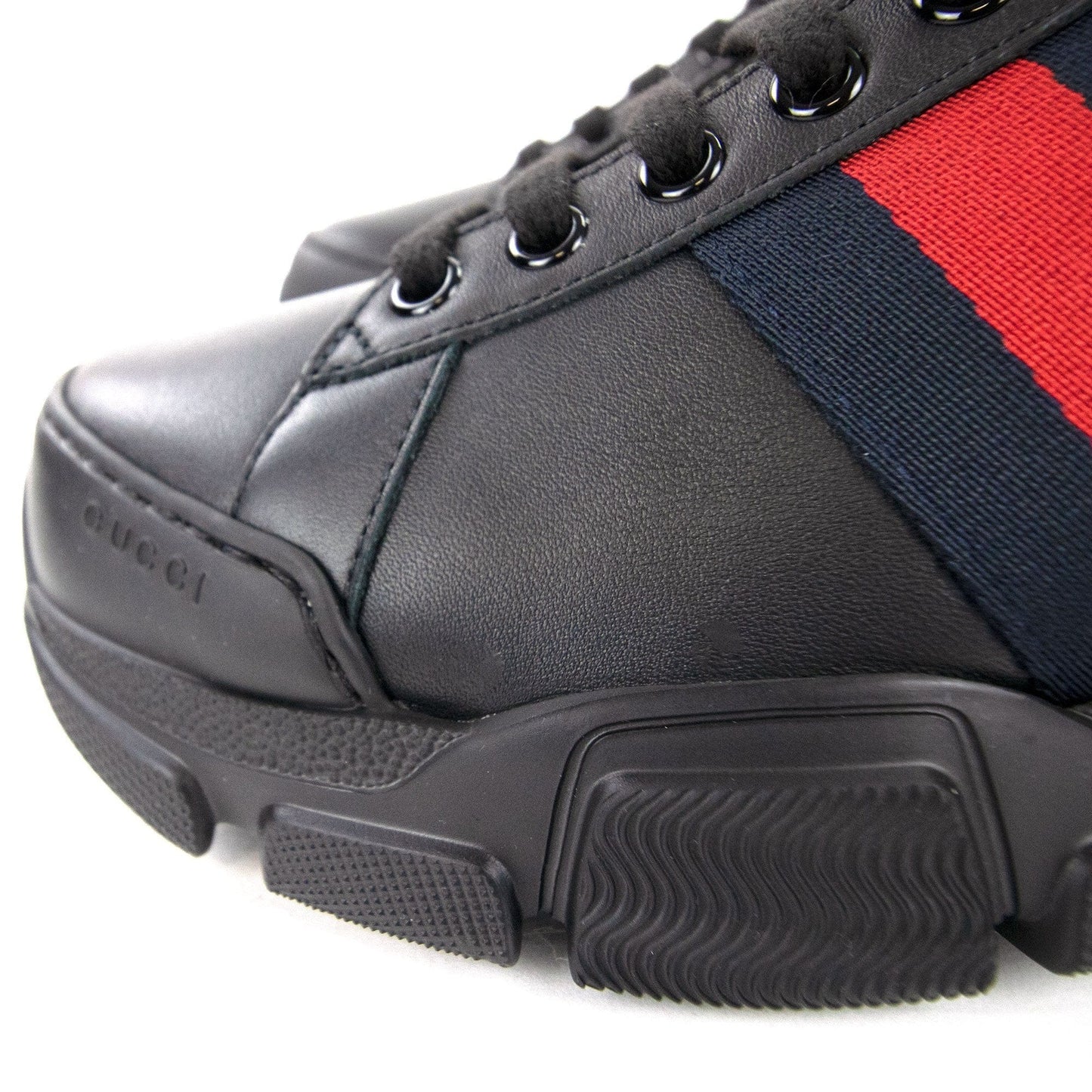 Gucci Web Stripe Low Top Sneakers Black Blue 1089