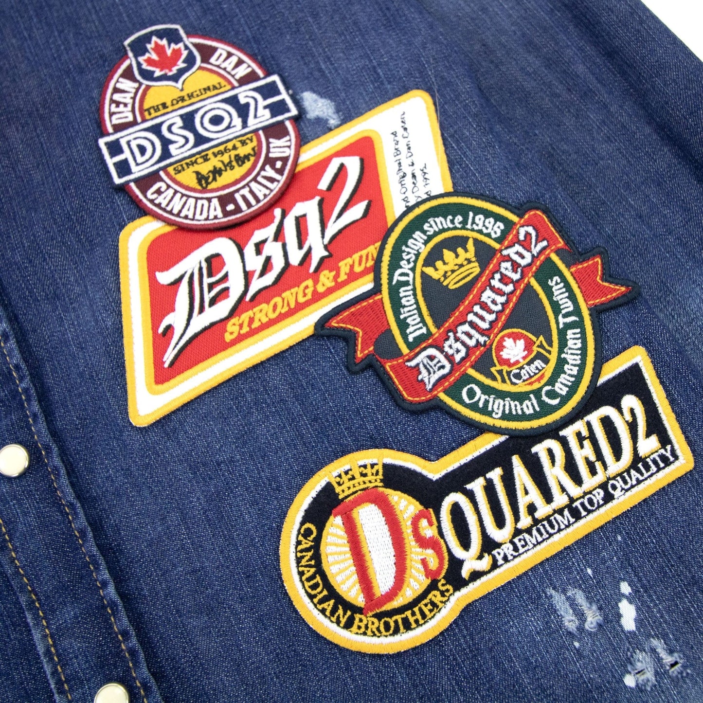 Dsquared2 Dark Dropped Military Denim Shirt Blue