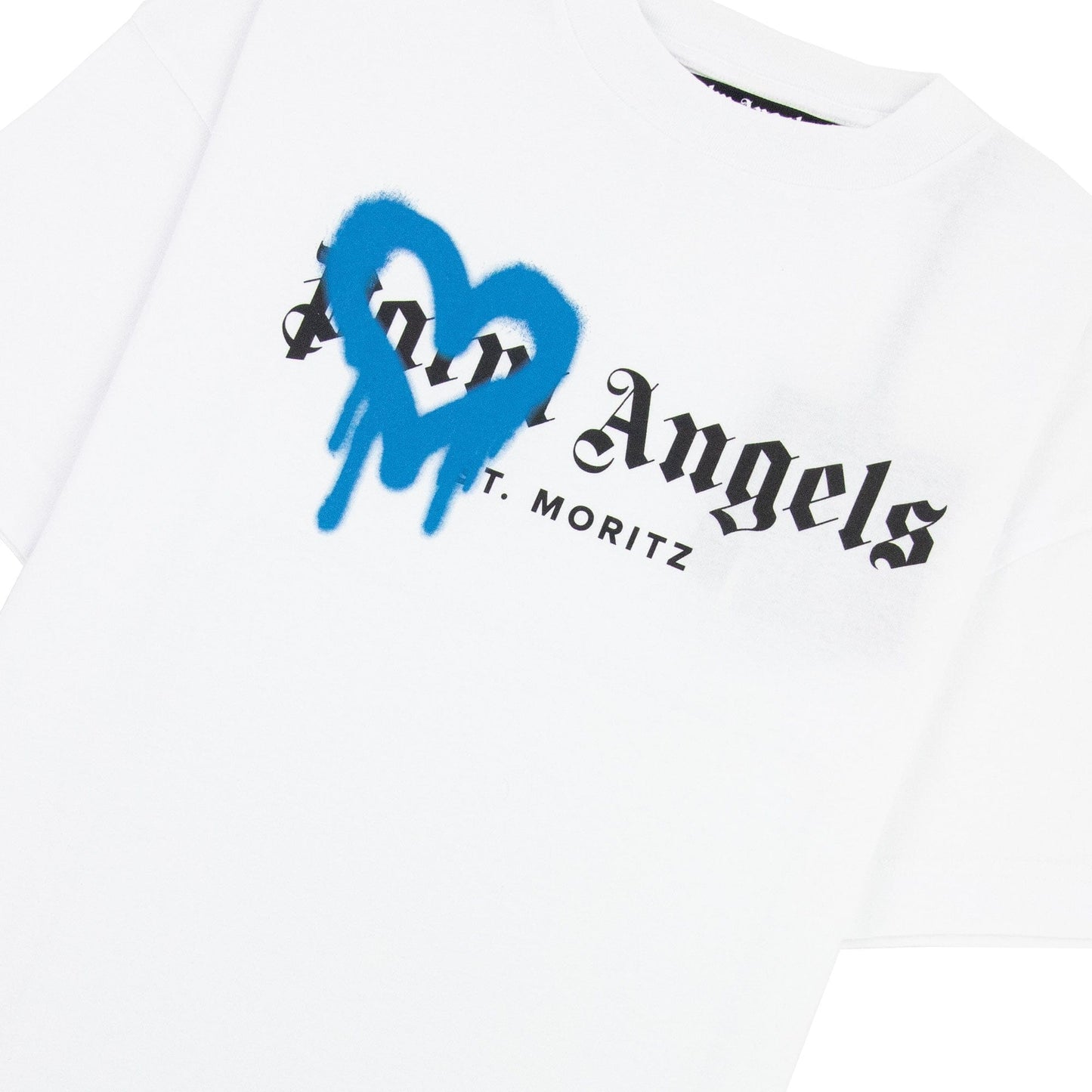 Palm Angels Moritz Heart Sprayed T Shirt White/blue