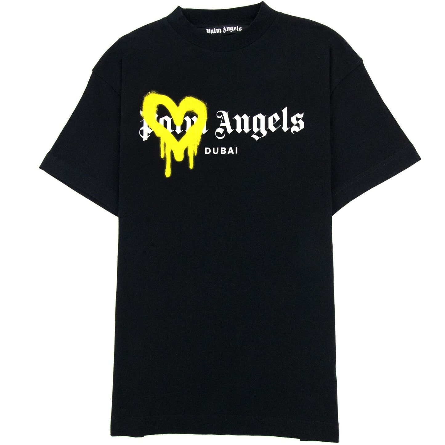 Palm Angels Dubai Heart Sprayed T Shirt Black/yellow