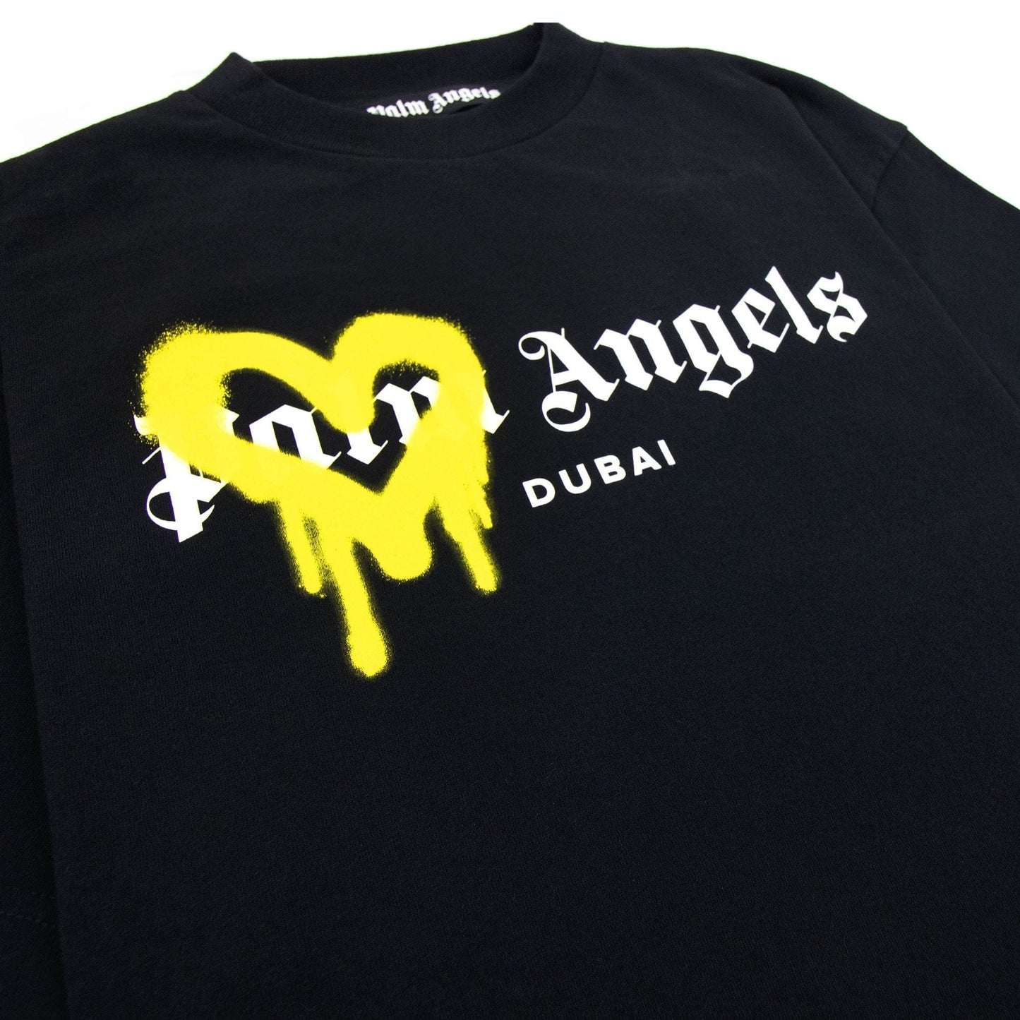 Palm Angels Dubai Heart Sprayed T Shirt Black/yellow