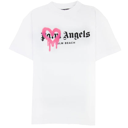 Palm Angels Beach Sprayed T Shirt White Fuchsia