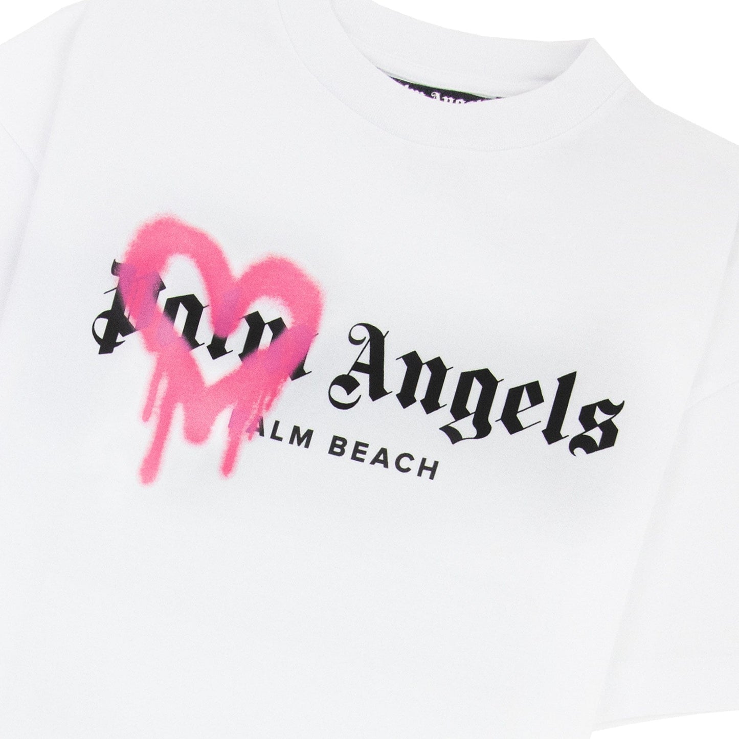 Palm Angels Beach Sprayed T Shirt White Fuchsia