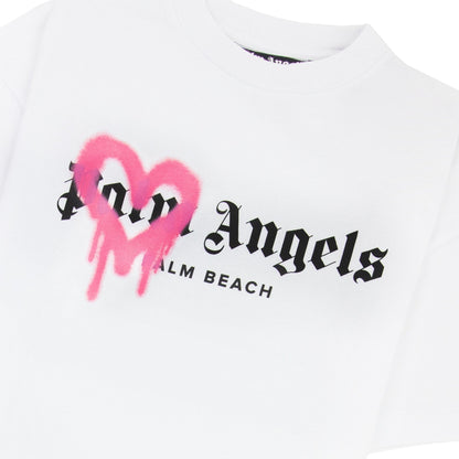 Palm Angels Beach Sprayed T Shirt White Fuchsia