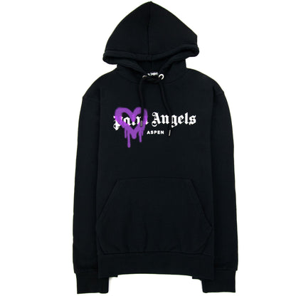 Palm Angels Aspen Heart Sprayed Hoody Black/purple