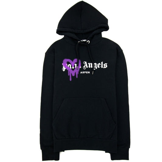 Palm Angels Aspen Heart Sprayed Hoody Black/purple