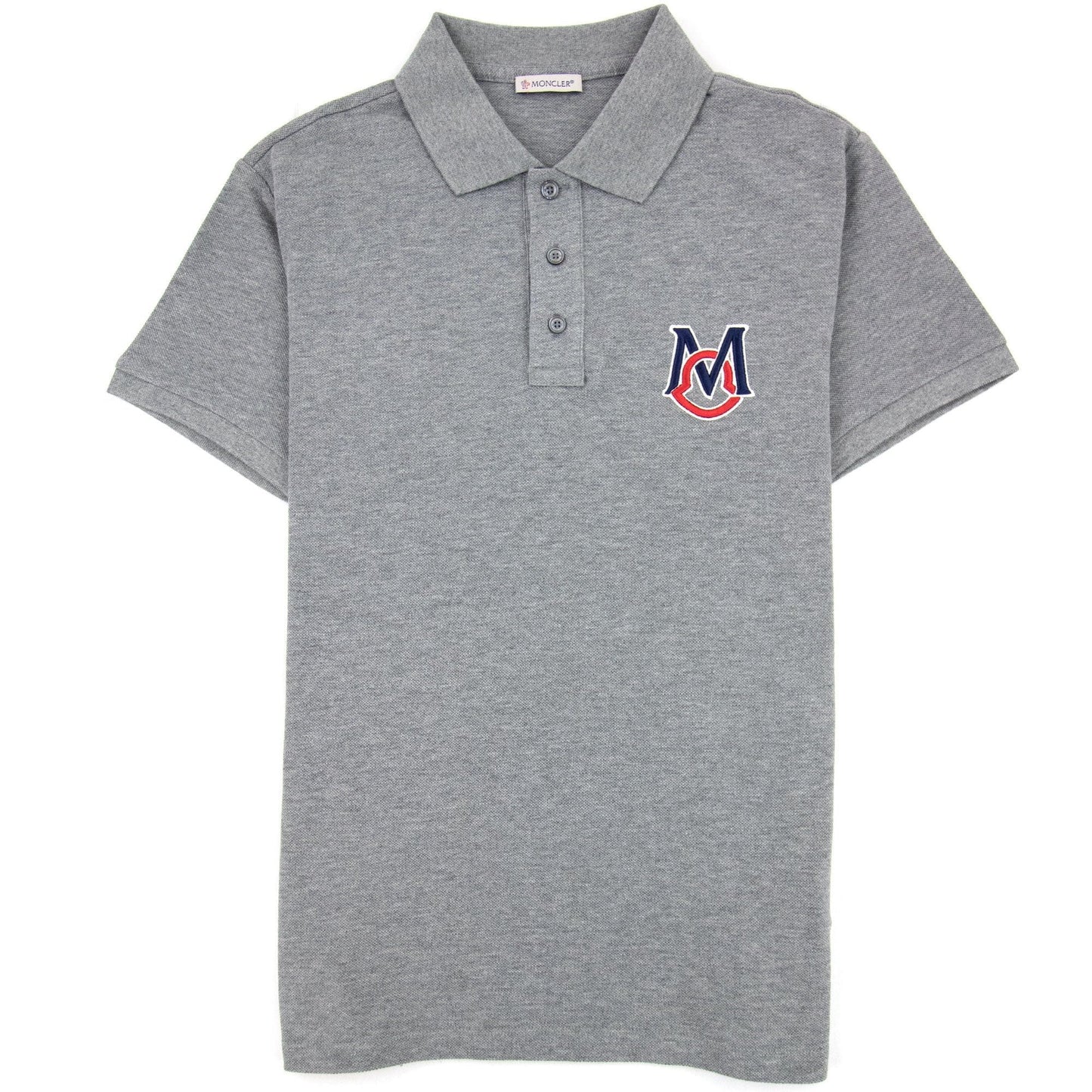 Moncler Embriodered Patch Logo S/s Polo Grey 984