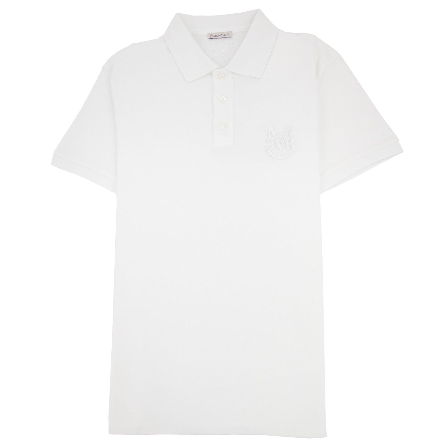 Moncler Embriodered Patch Logo S/s Polo White