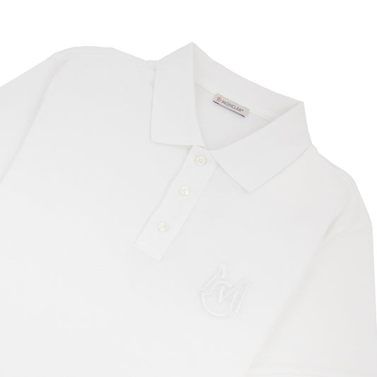 Moncler Embriodered Patch Logo S/s Polo White