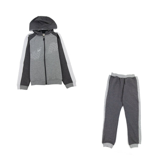 Armani Junior Eagle Logo Tracksuit Melange Grigio