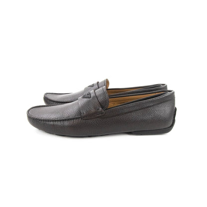 Emporio Armani Eagle Logo Leather Loafers Coconut