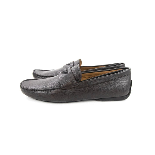 Emporio Armani Eagle Logo Leather Loafers Coconut