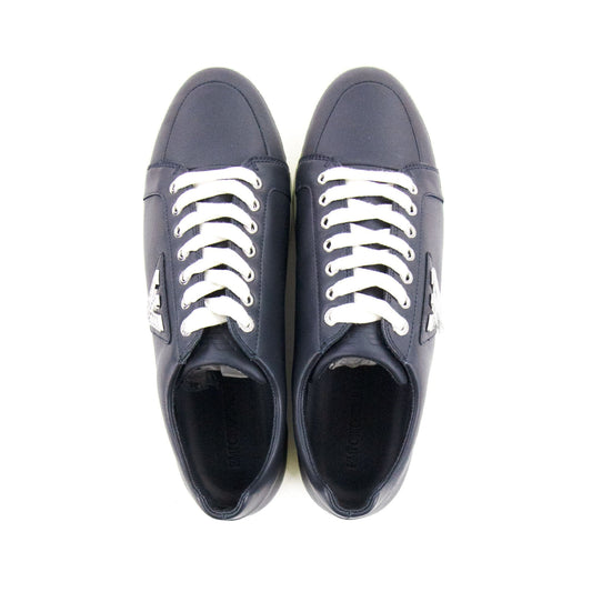 Emporio Armani Metal Eagle Logo Low Trainers Blue/white