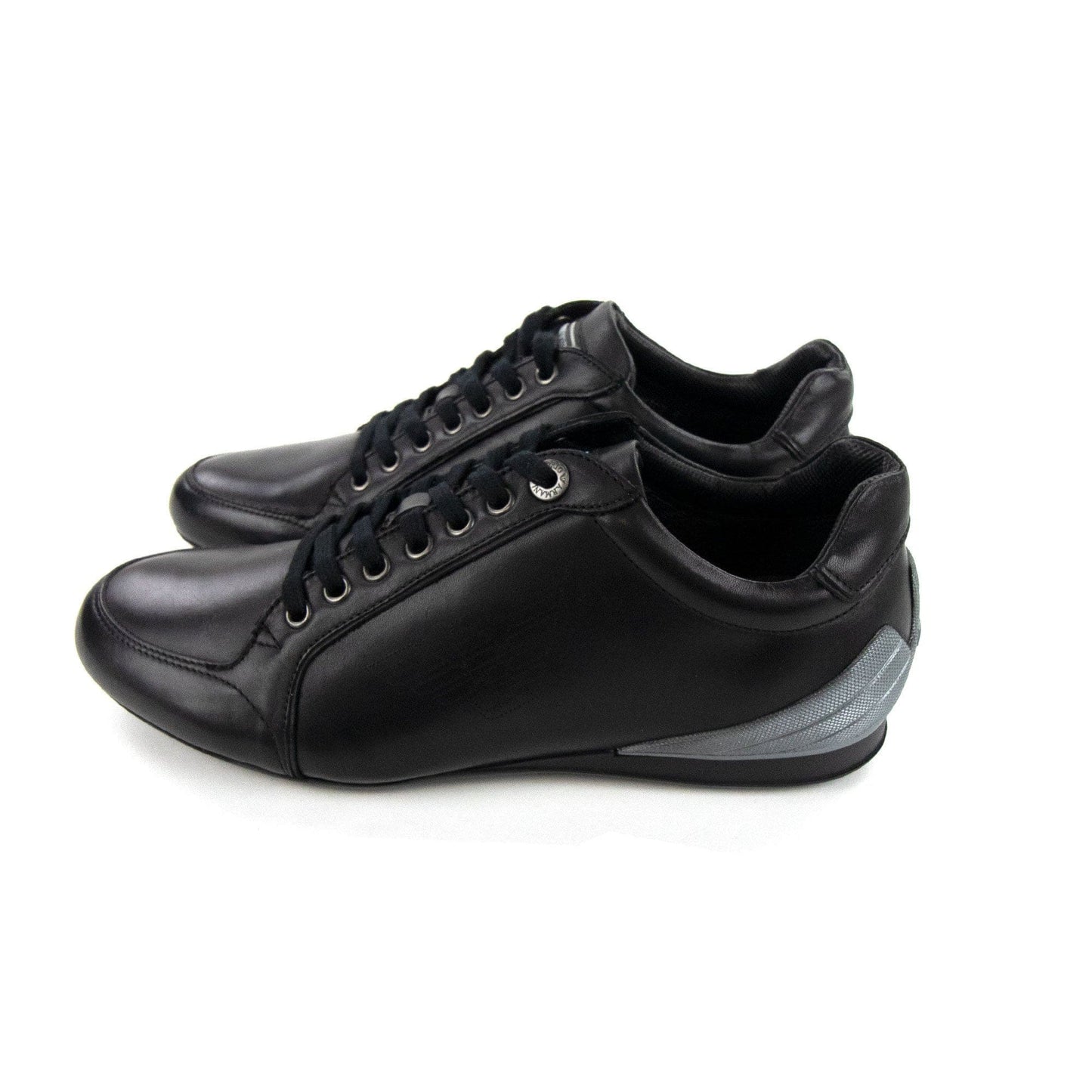 Emporio Armani Leather Eagle Trainer Antracite/nero