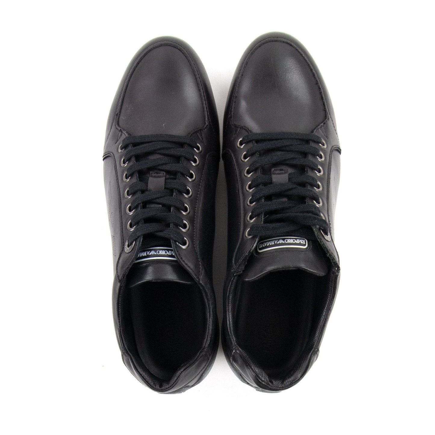Emporio Armani Leather Eagle Trainer Antracite/nero