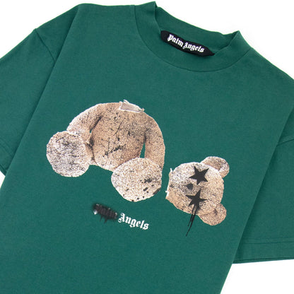 Palm Angels Spray Bear Classic T Shirt Forest Green