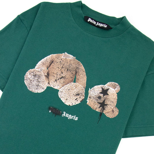 Palm Angels Spray Bear Classic T Shirt Forest Green
