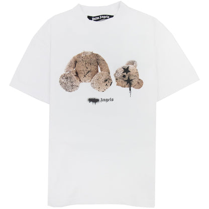Palm Angels Spray Bear Classic T Shirt White/brown