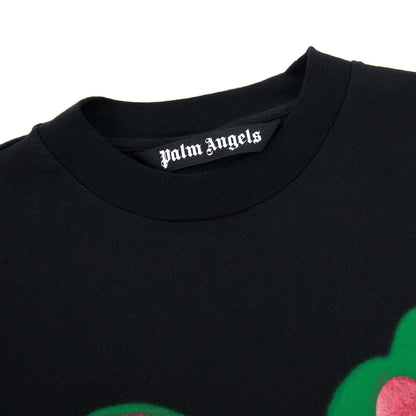 Palm Angels Spray Heart Loose T Shirt Black Fuchsia