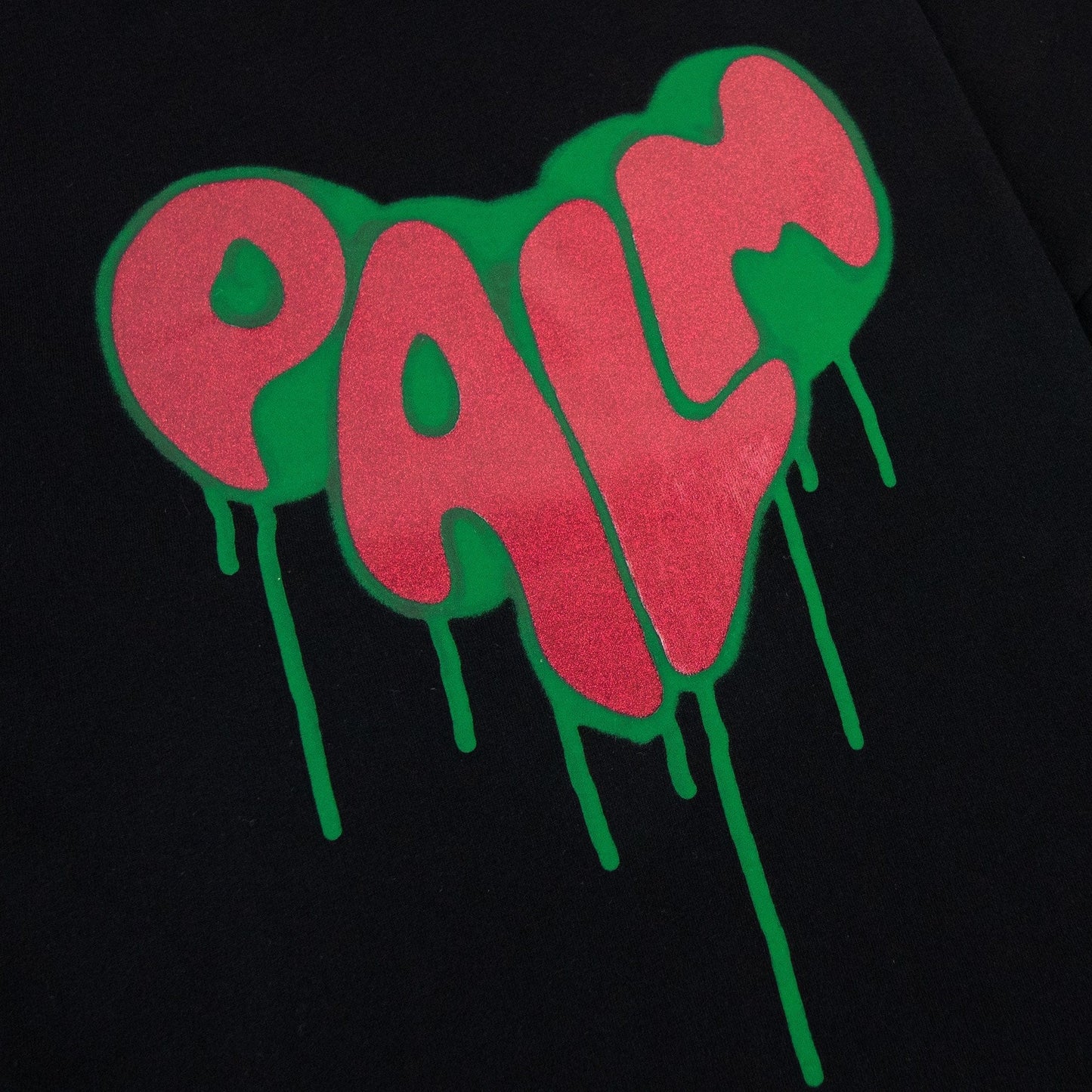 Palm Angels Spray Heart Loose T Shirt Black Fuchsia