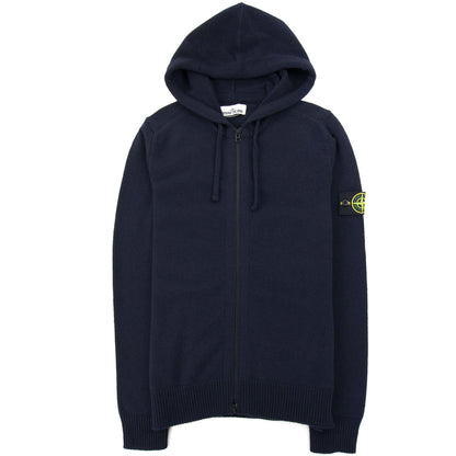 Stone Island 546a3 Knitted Patch Hoody Navy Blue V0020