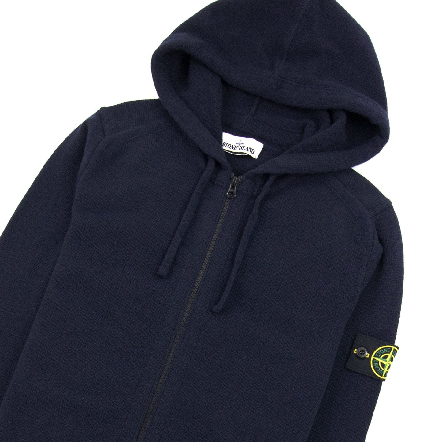 Stone Island 546a3 Knitted Patch Hoody Navy Blue V0020