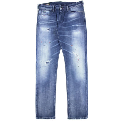 Emporio Armani J06 Rips &amp; Splatters Slim Fit Denim Jeans Denim Blue 0942