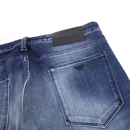 Emporio Armani J06 Rips &amp; Splatters Slim Fit Denim Jeans Denim Blue 0942
