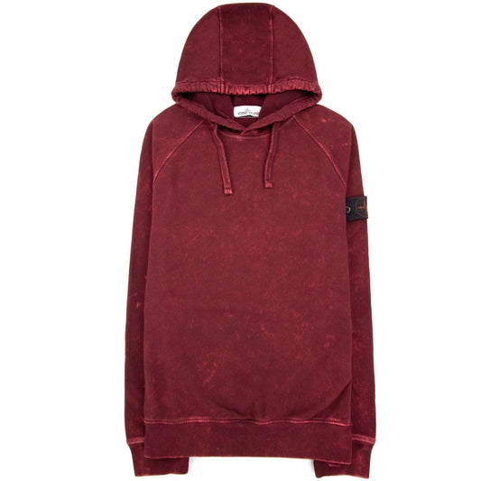 Stone Island 61338 Cotton Fleece + Off-dye Ovd Treatment Hoodie Burgundy V0012