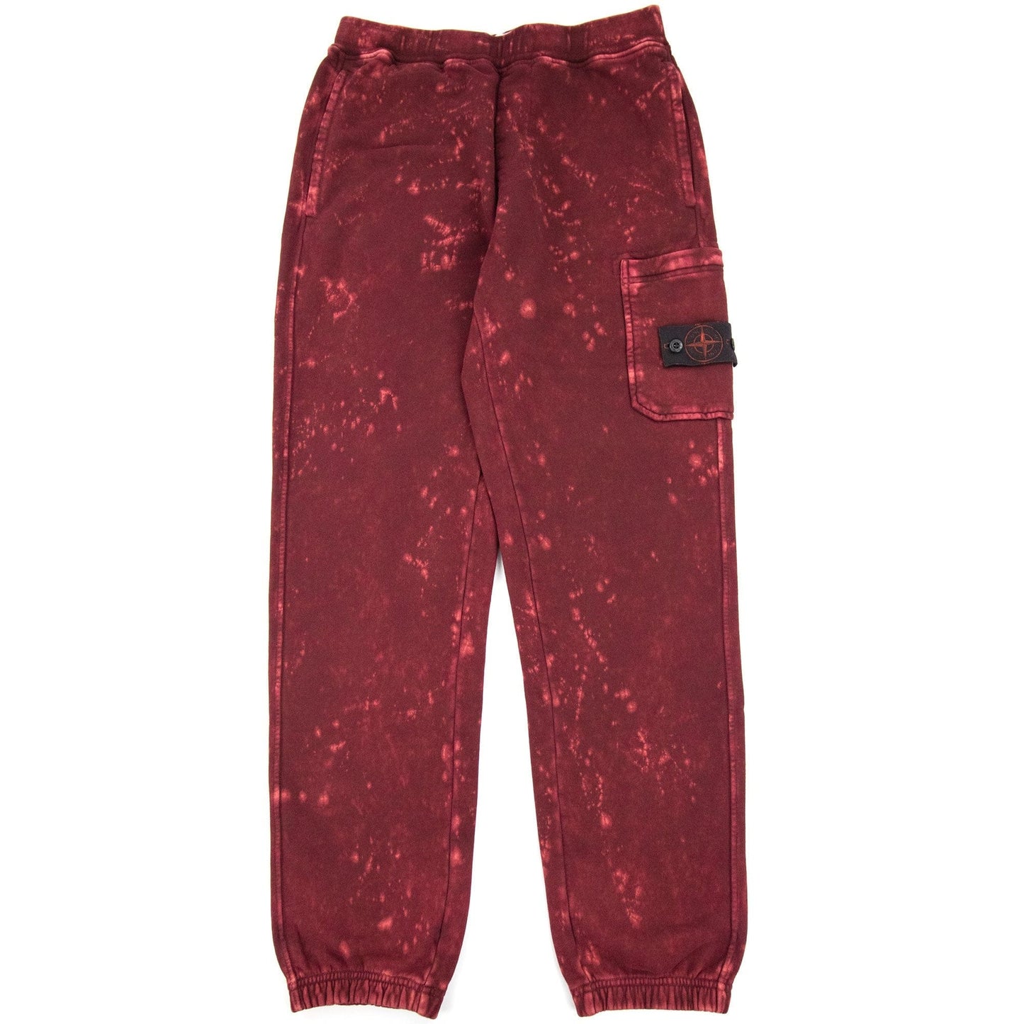 Stone Island 61438 Cotton Fleece + Off-dye Ovd Treatment Track Pant Burgundy V0012