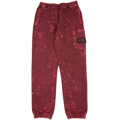 Stone Island 61438 Cotton Fleece + Off-dye Ovd Treatment Track Pant Burgundy V0012