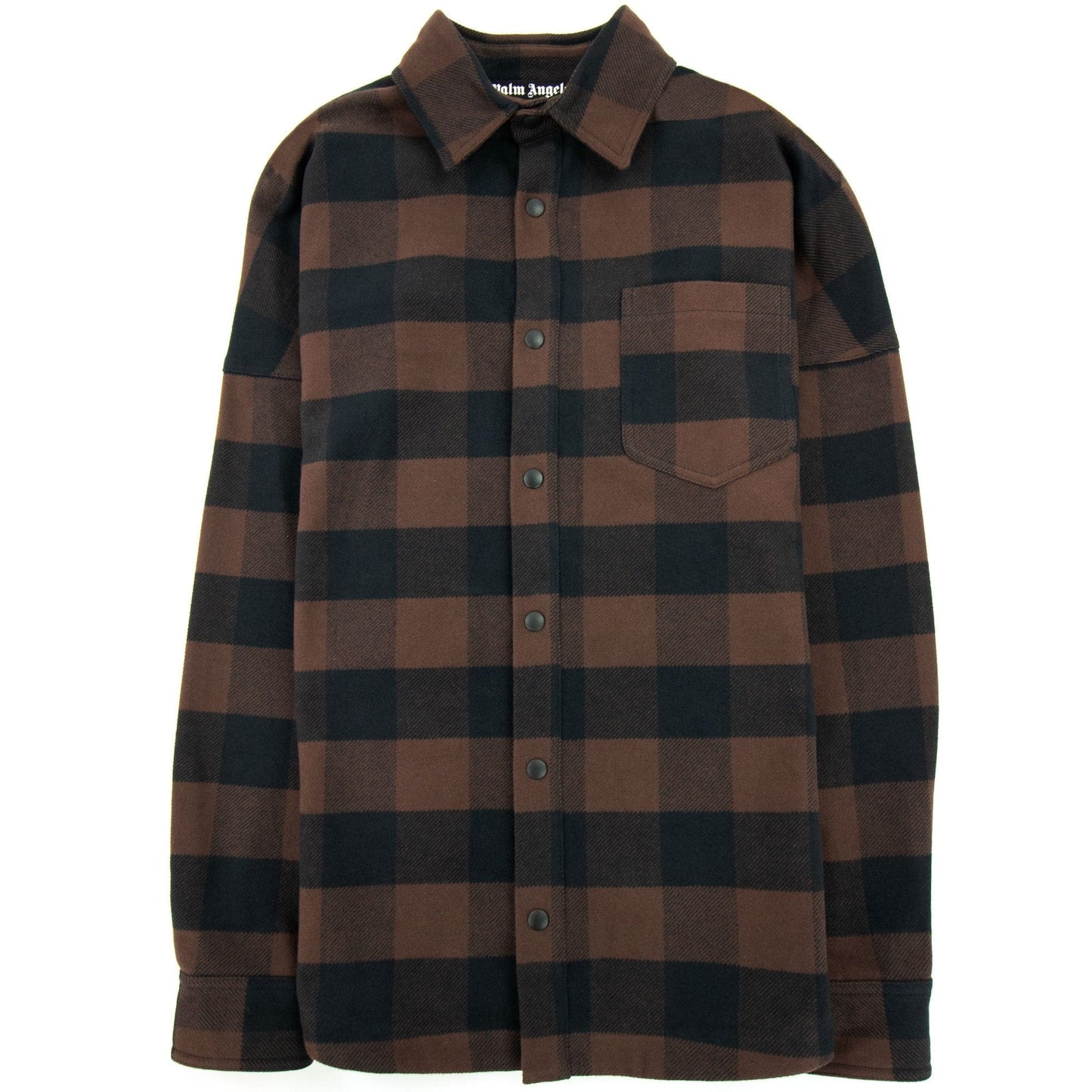 Palm Angels Classic Logo Check Overshirt Black Light Grey