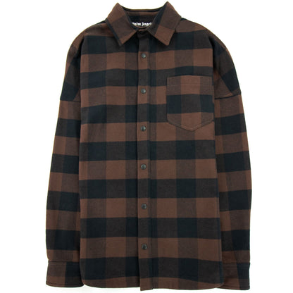 Palm Angels Classic Logo Check Overshirt Black Light Grey