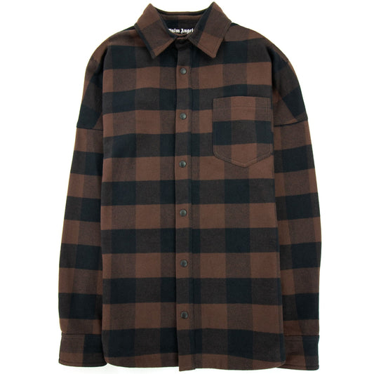 Palm Angels Classic Logo Check Overshirt Black Light Grey