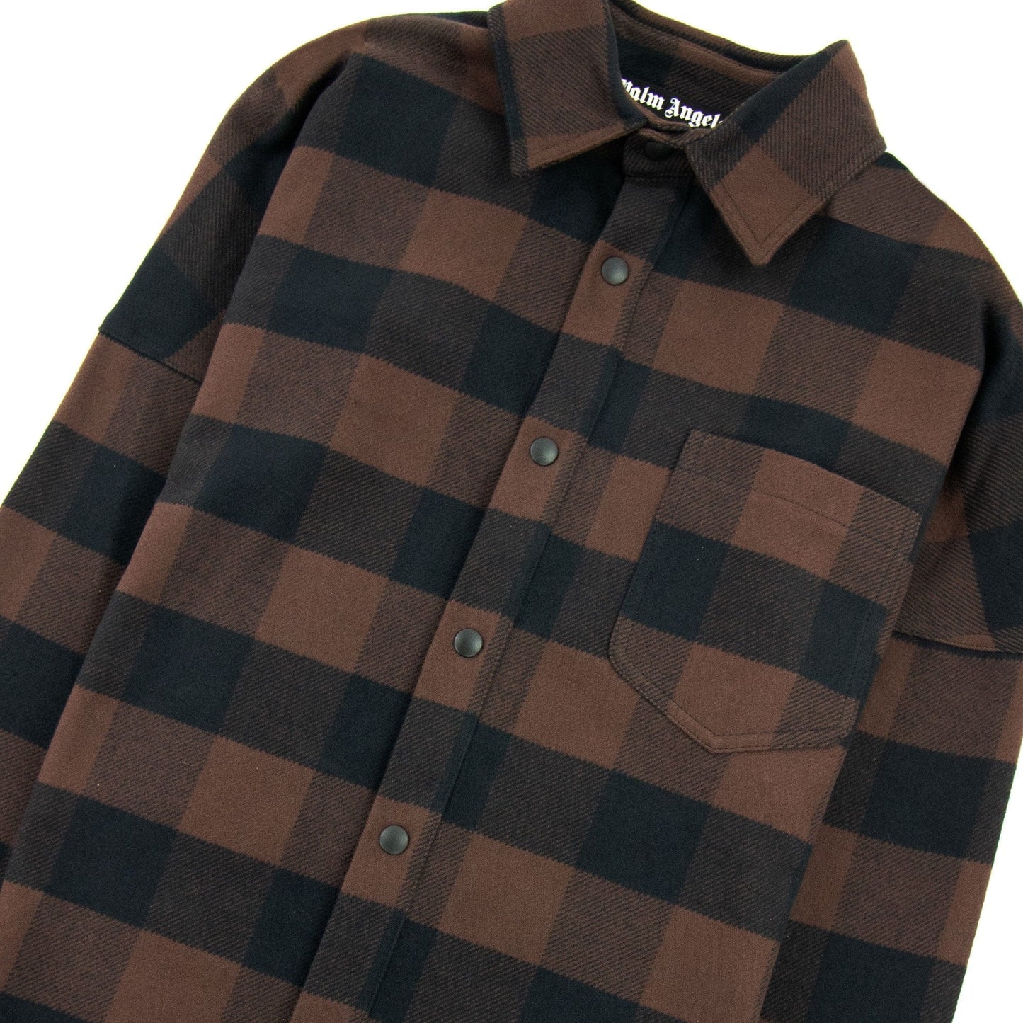 Palm Angels Classic Logo Check Overshirt Black Light Grey