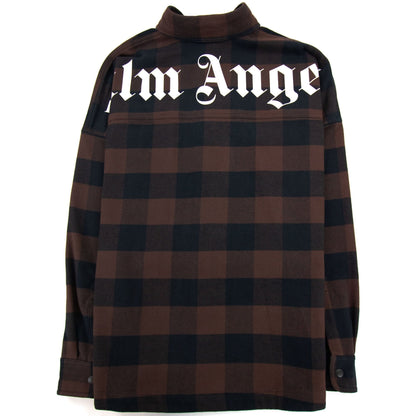 Palm Angels Classic Logo Check Overshirt Black Light Grey