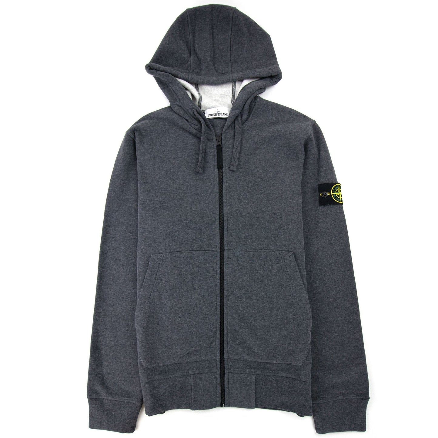 Stone Island Open Zip Up Hooded Sweatshirt Dark Grey V0m67
