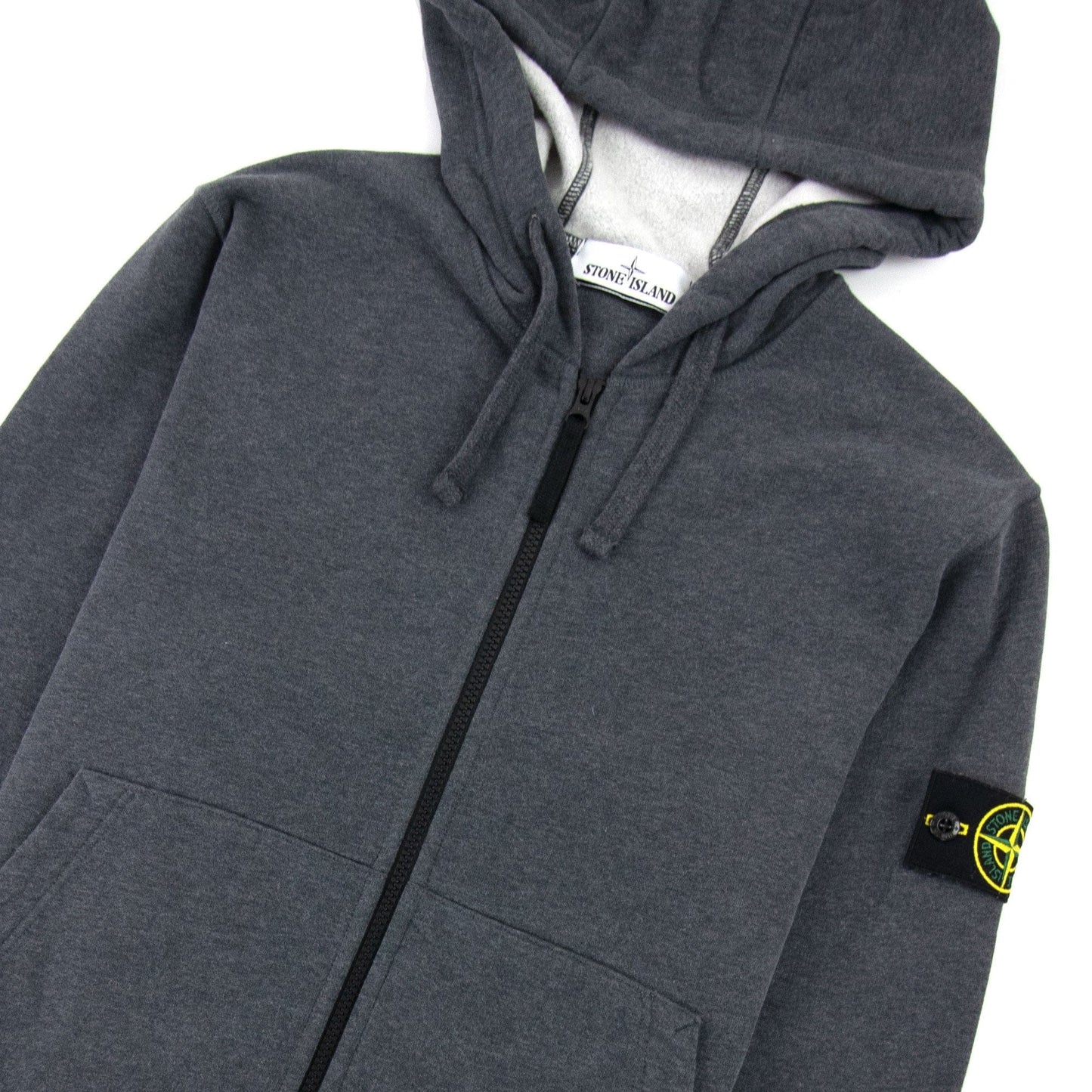 Stone Island Open Zip Up Hooded Sweatshirt Dark Grey V0m67