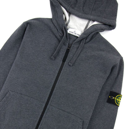Stone Island Open Zip Up Hooded Sweatshirt Dark Grey V0m67
