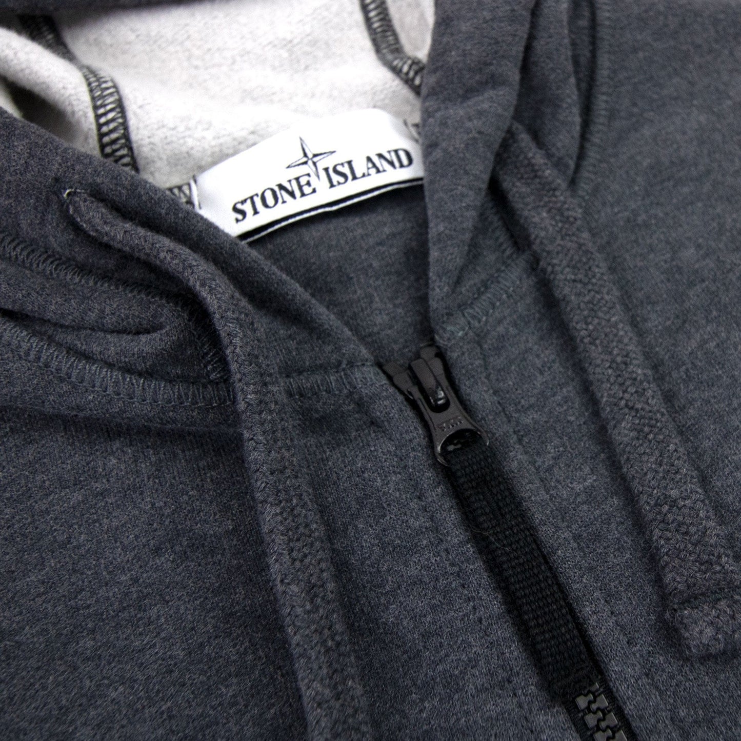 Stone Island Open Zip Up Hooded Sweatshirt Dark Grey V0m67