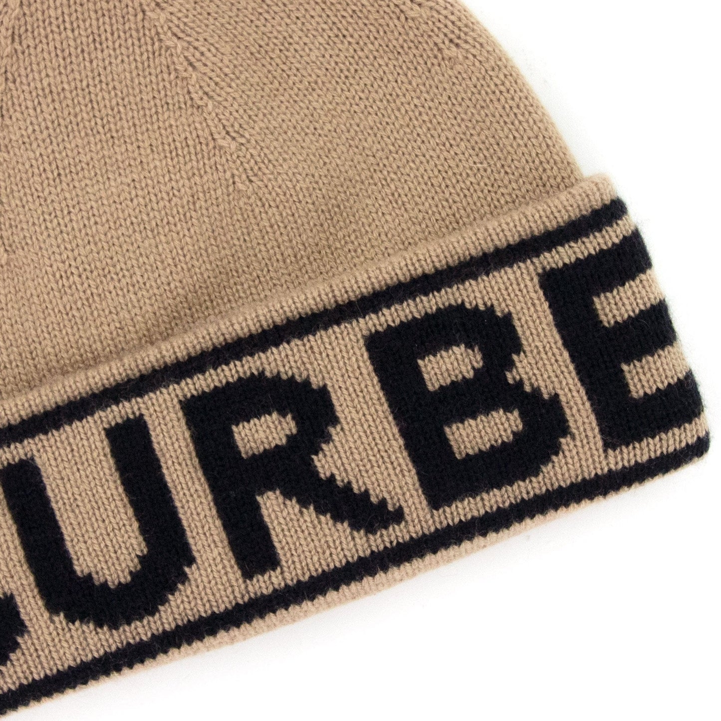 Burberry Logo Intarsia Cashmere Beanie Archive Beige