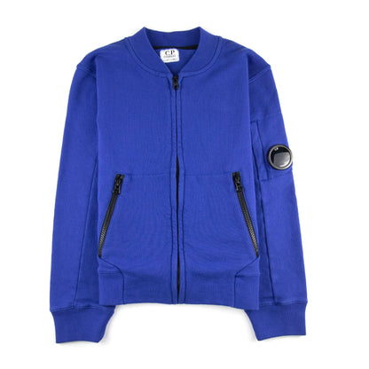 Cp Company Undersixteen Light Fleece Zip Up Bomber Sweatshirt Elec Blue