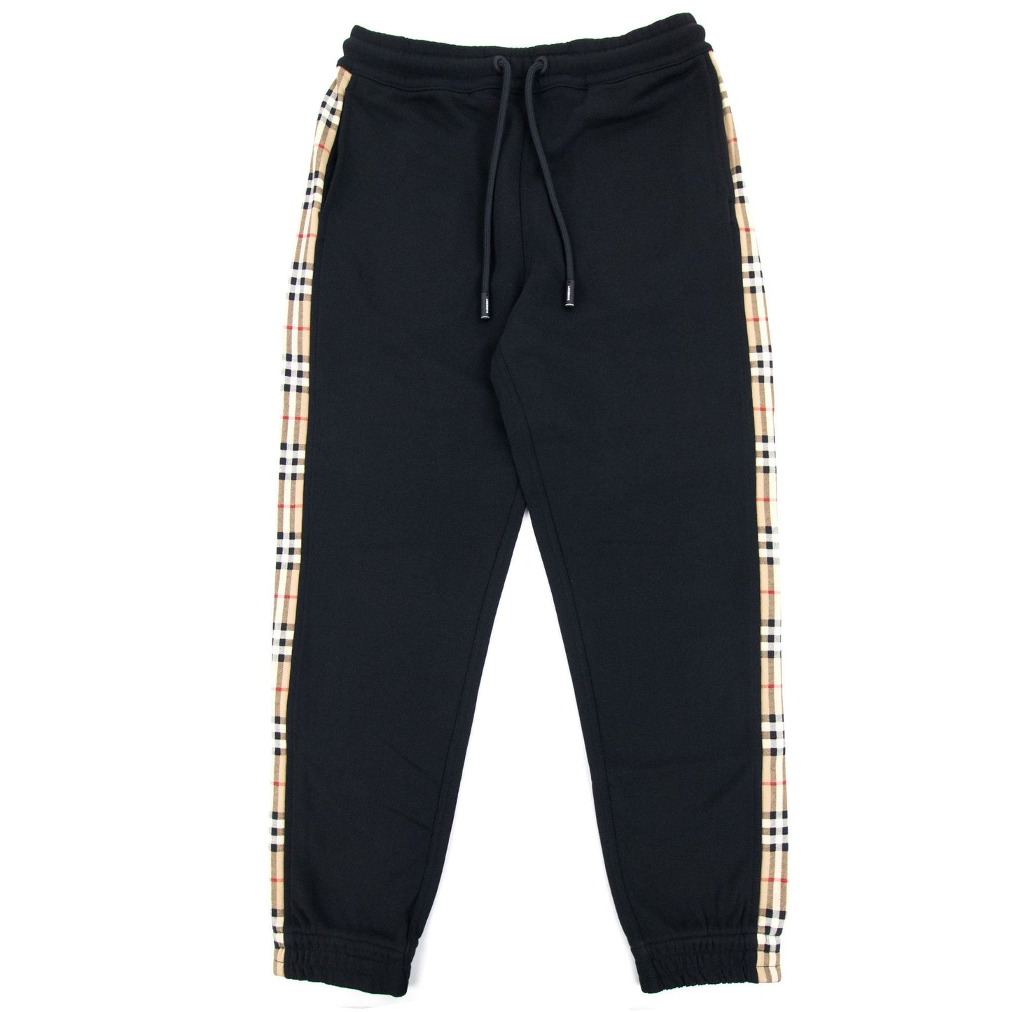 Burberry Vintage Check Panel Cotton Jogging Pants Black