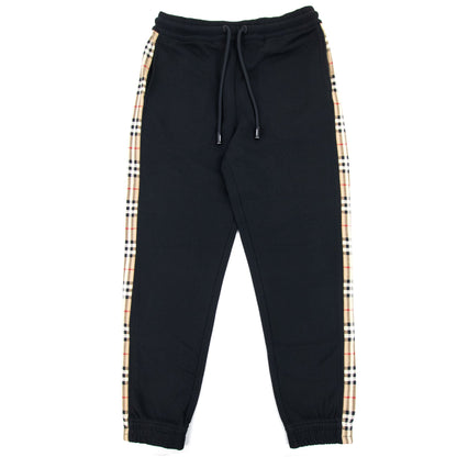 Burberry Vintage Check Panel Cotton Jogging Pants Black