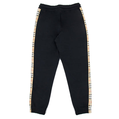 Burberry Vintage Check Panel Cotton Jogging Pants Black